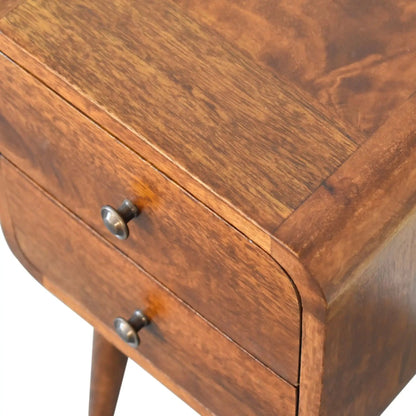Curved Nightstand Table in Solid Mango Wood