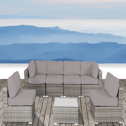 4 Piece Outdoor Seating Set with light gray cushions in wicker by Unique Piece Furniture on Tampa Home & Garden Store