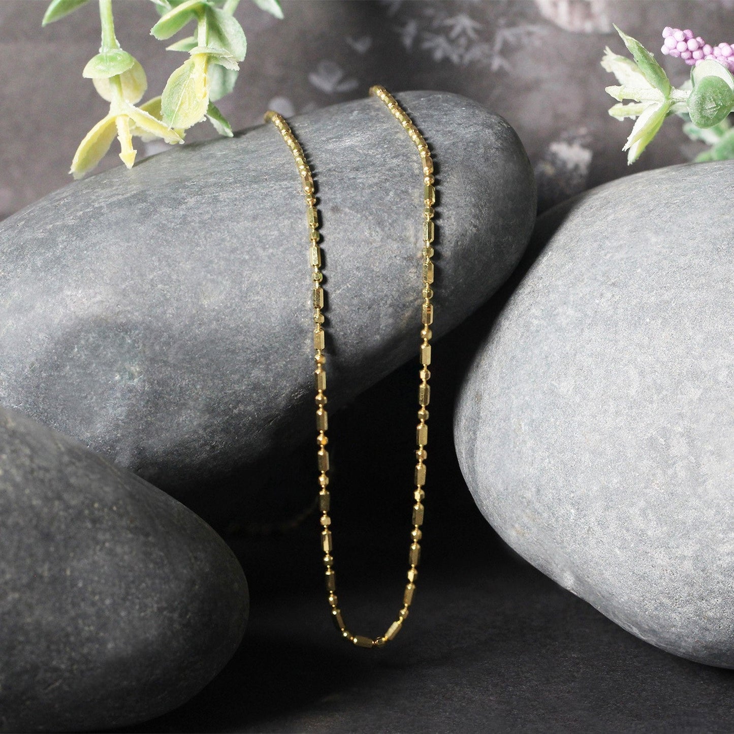 Pair of 14k yellow gold diamond-cut alternating bead chain necklaces by Bids.com on Tampa Home & Garden Store