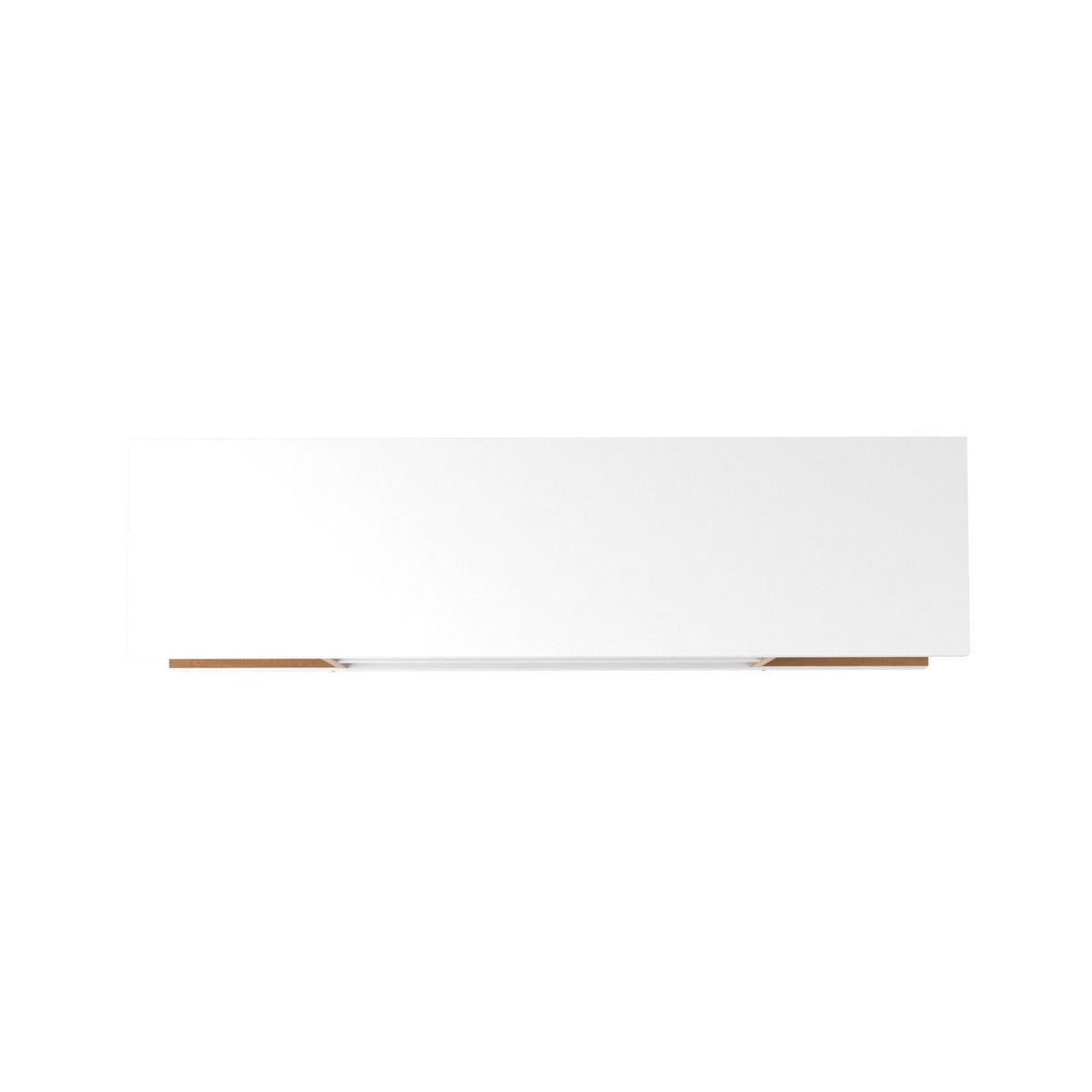 Mid-century modern white TV stand with wooden legs on Tampa Home & Garden Store