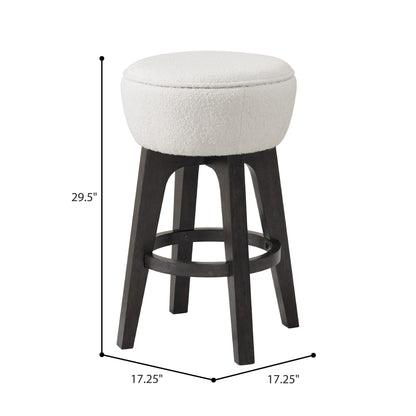Backless bar stool with beige cushion on dark brown wood legs HouseOfZazla on Tampa Home & Garden Store