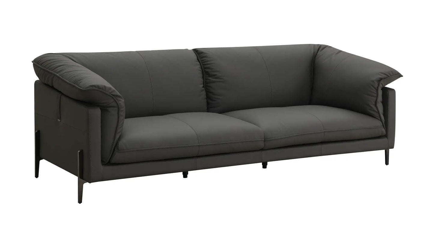 Tadi top grain leather sofa in black, stationary 3-seat by Unique Piece Furniture on Tampa Home & Garden Store