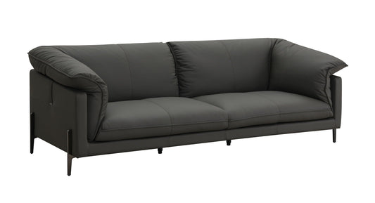 Tadi top-grain leather sofa in black with slim metal legs, stationary on Tampa Home & Garden Store