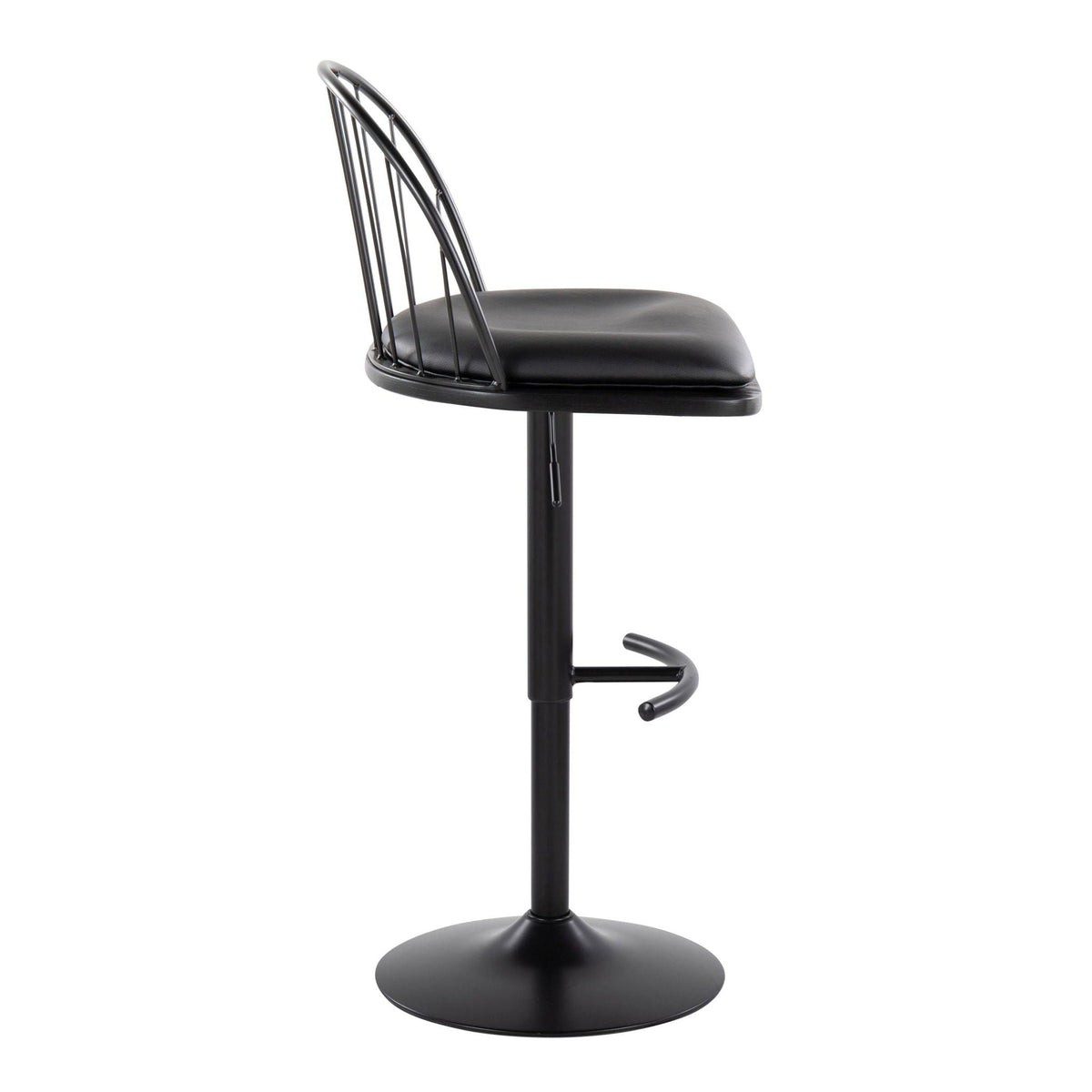 Farmhouse adjustable-height swivel barstool set in black with cushioned seat and metal frame on Tampa Home & Garden Store