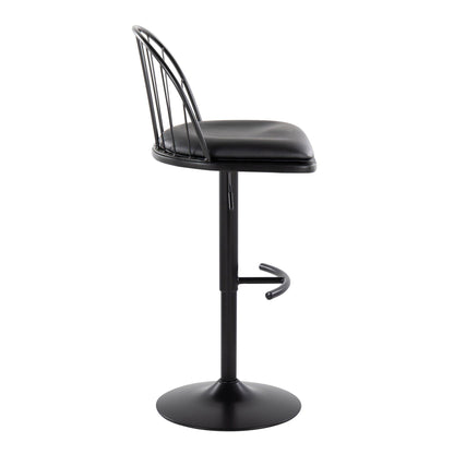 Farmhouse adjustable-height swivel barstool set in black with cushioned seat and metal frame on Tampa Home & Garden Store
