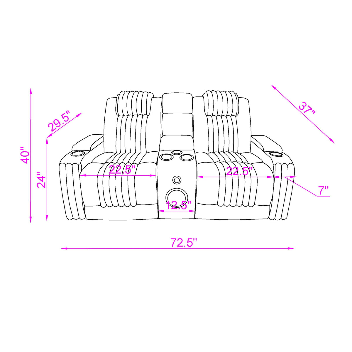 Power reclining loveseat with Bluetooth and sound HouseOfZazla blueprint line drawing on Tampa Home & Garden Store