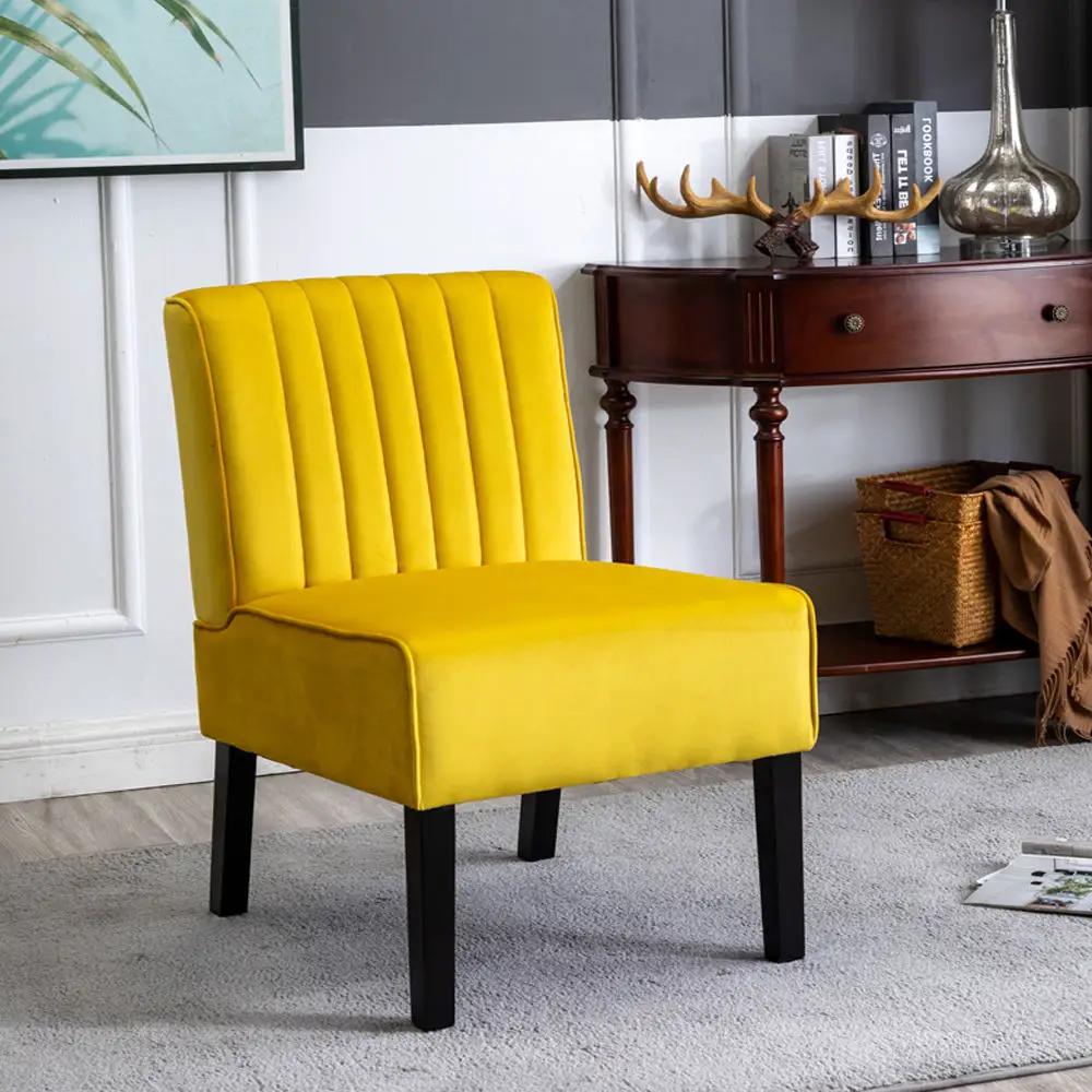 Reese mid-century accent chairs set of 2 in yellow velvet with tufted backs on Tampa Home & Garden Store