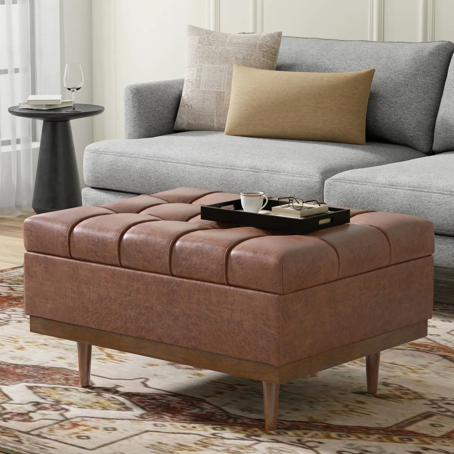 Mariah Upholstered Lift Top Table Storage Ottoman