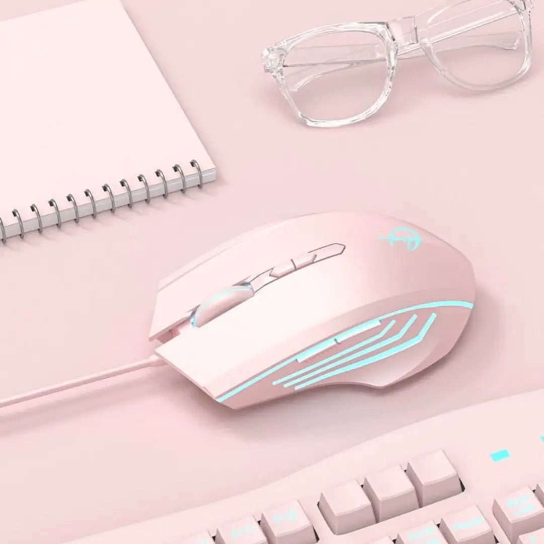 Laptop Esports Game Wired Mouse pink with blue LED accents by FLIPSTYLEZLLC on Tampa Home & Garden Store