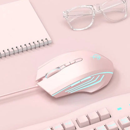 Laptop Esports Game Wired Mouse pink with blue LED accents by FLIPSTYLEZLLC on Tampa Home & Garden Store
