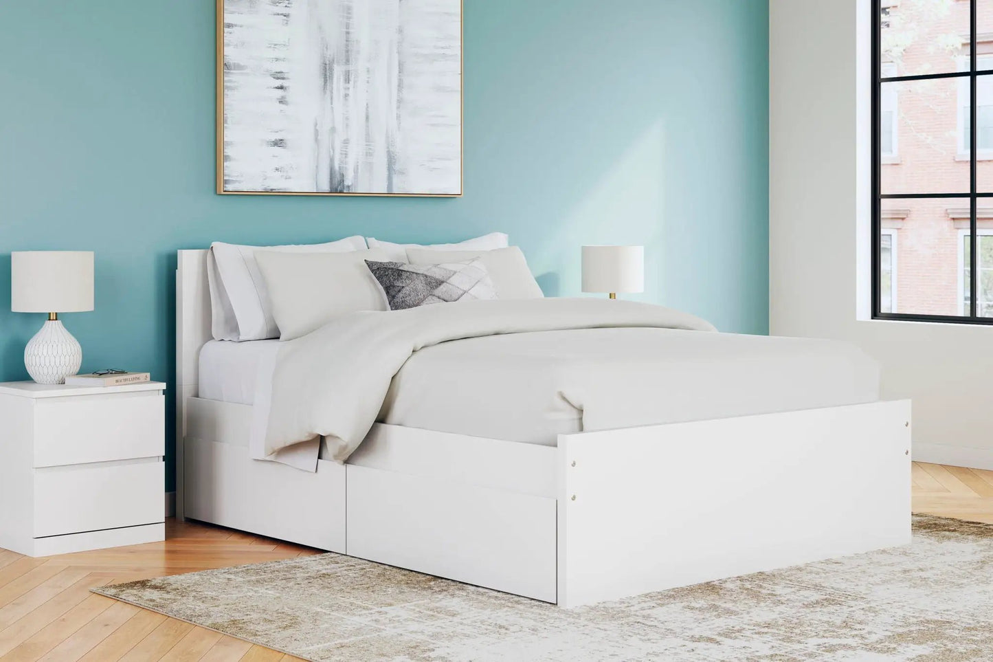 Onita Panel Platform Bed with storage drawers, white finish by Unique Piece Furniture on Tampa Home & Garden Store