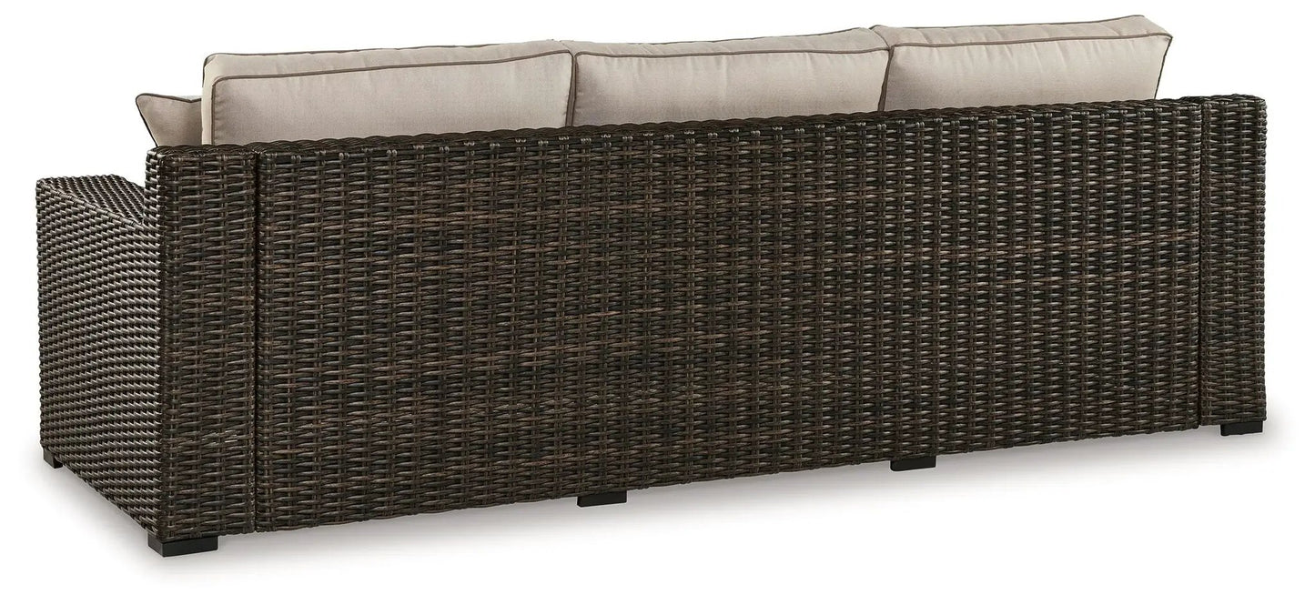 Coastline Bay sofa with cushion, brown wicker frame, Unique Piece Furniture on Tampa Home & Garden Store