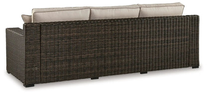 Coastline Bay sofa with cushion, brown wicker frame, Unique Piece Furniture on Tampa Home & Garden Store
