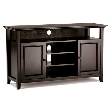 Solid Wood TV Stand by HouseOfZazla with adjustable shelves, dark espresso finish on Tampa Home & Garden Store