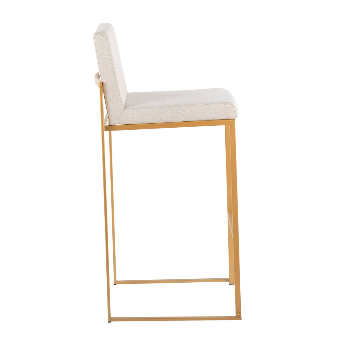 High-back barstool with beige fabric upholstery and gold metal frame HouseOfZazla on Tampa Home & Garden Store