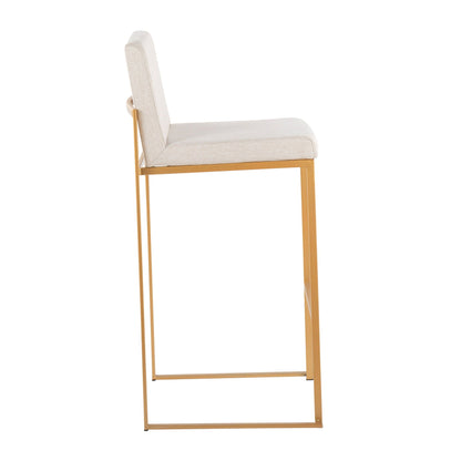 High-back barstool with beige fabric upholstery and gold metal frame HouseOfZazla on Tampa Home & Garden Store