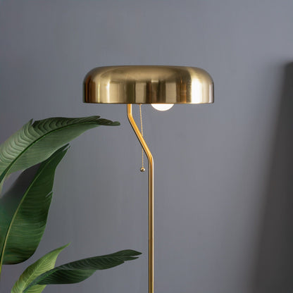 Spectra tall corner floor lamp, gold finish with pull-chain, living room decor on Tampa Home & Garden Store
