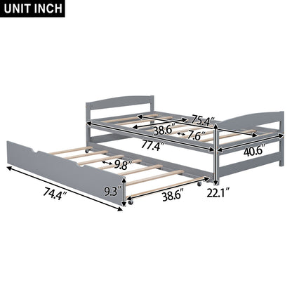 Platform bed with trundle in gray finish with wood slats by HouseOfZazla on Tampa Home & Garden Store
