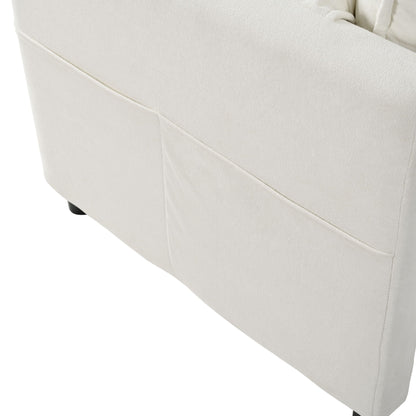 Modern Comfy Deep Seat Modular Sectional Sofa Cloud Couch With Ottoman in cream fabric on Tampa Home & Garden Store