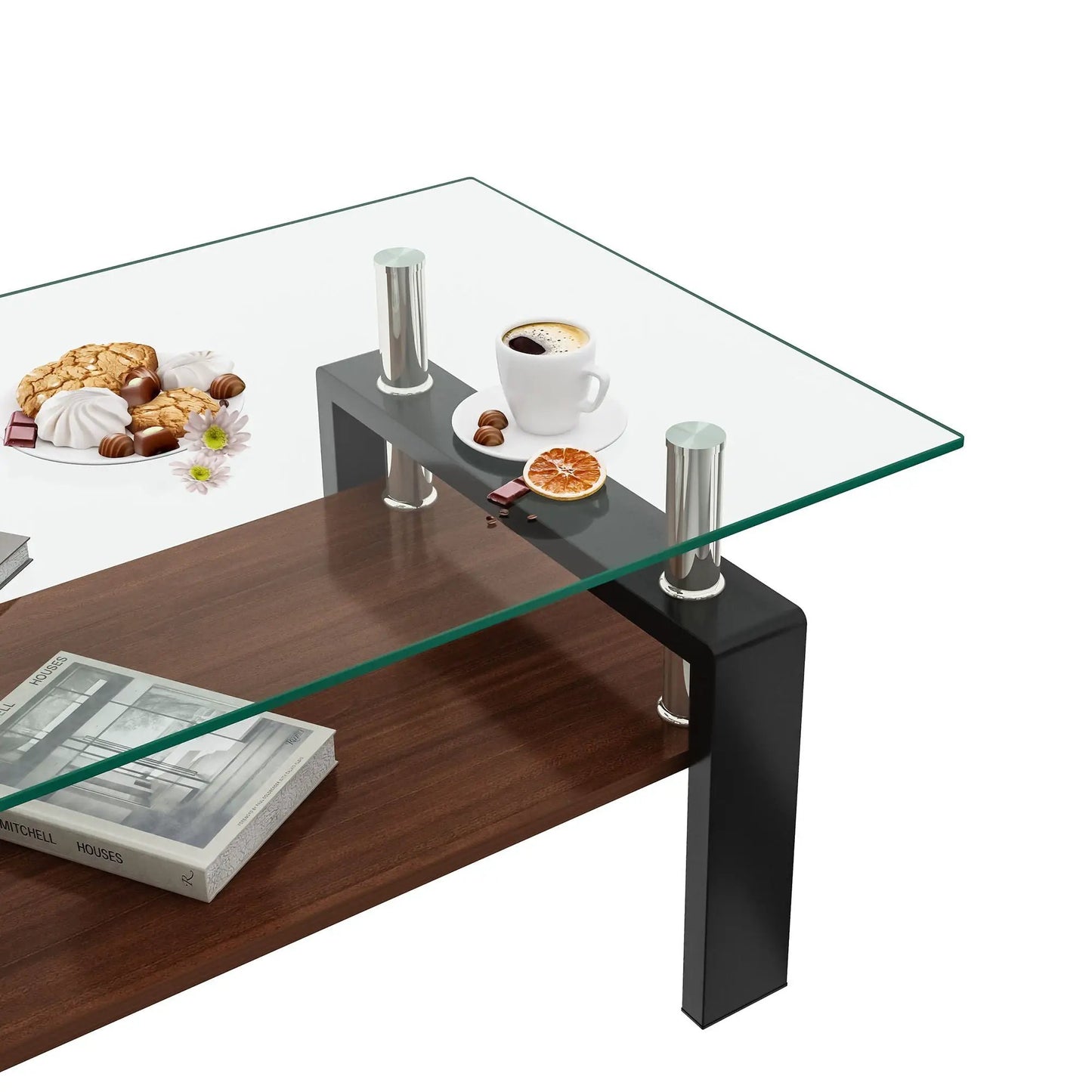 Modern Coffee Table with Tempered Glass Top