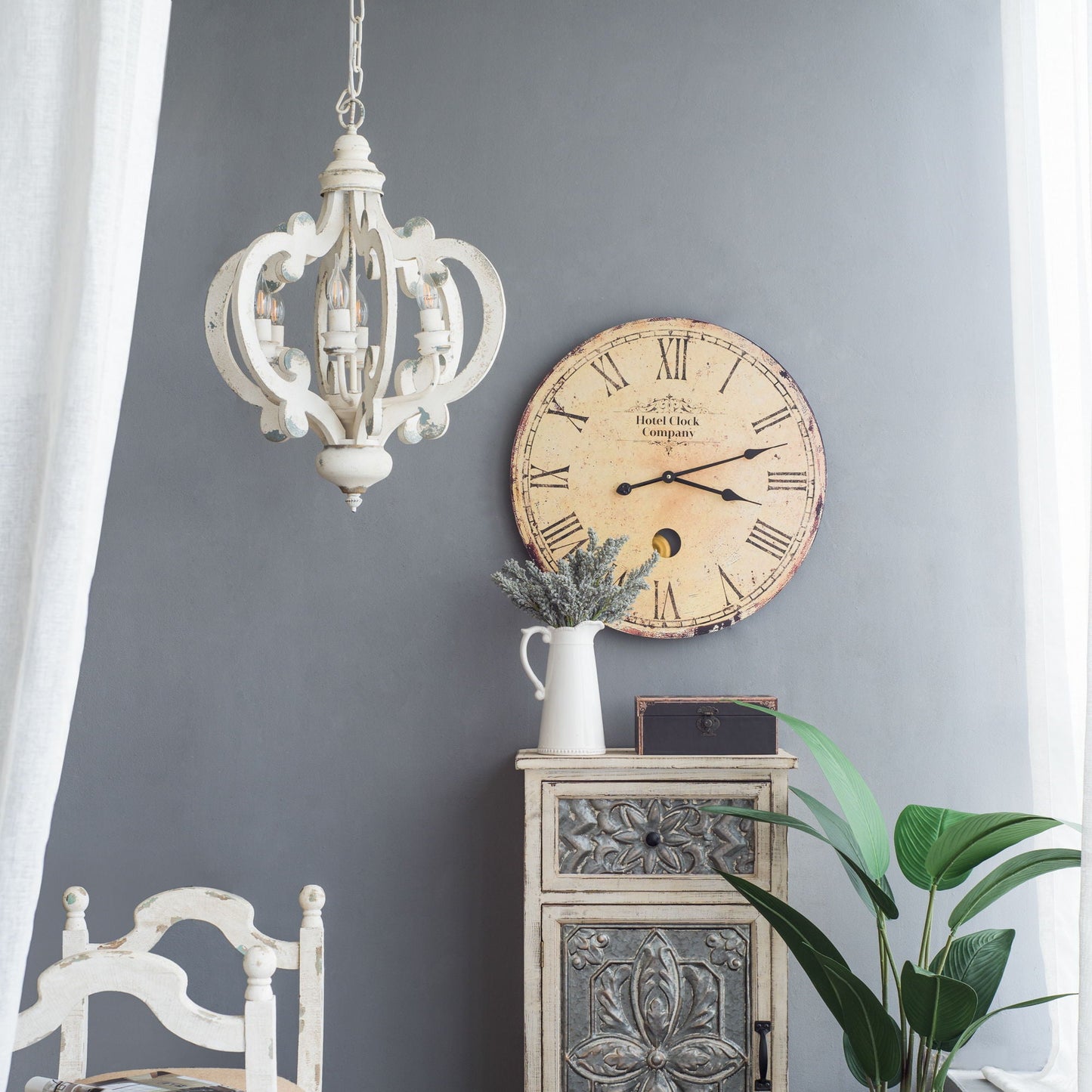Farmhouse Chandelier With 6 Light Wood Pendant