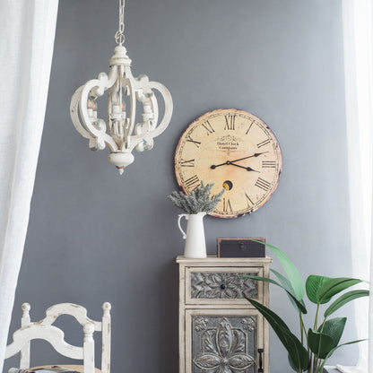 Farmhouse Chandelier With 6 Light Wood Pendant