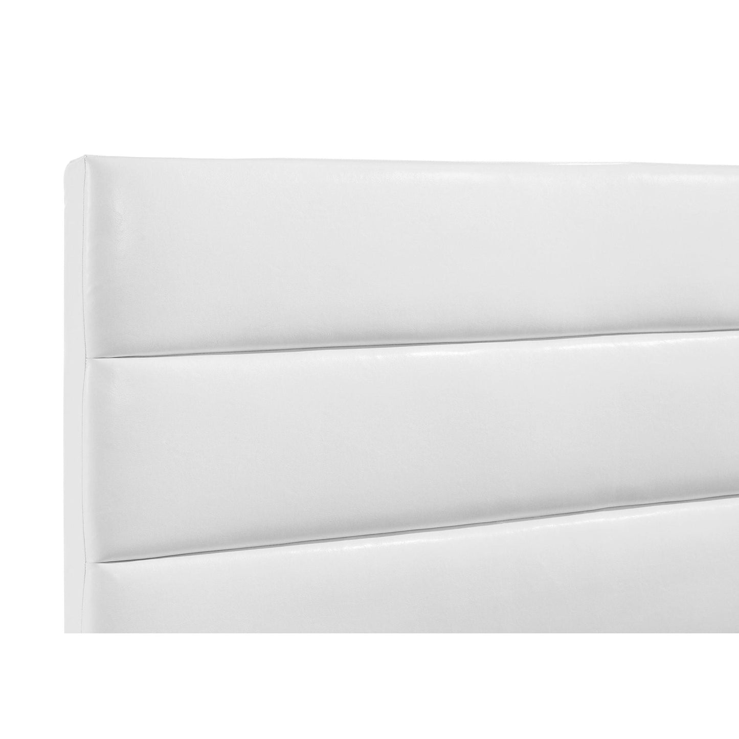 Dulcey storage bed headboard in white faux leather with padded panels HouseOfZazla on Tampa Home & Garden Store