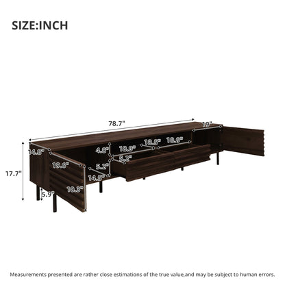 Walnut TV Stand for TVs up to 85 with closed storage and soft-close hinges, multi-drawer console on Tampa Home & Garden Store