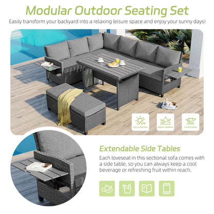 Tomax 5-Piece Outdoor Patio Rattan Sofa Set grey wicker with cushions by HouseOfZazla on Tampa Home & Garden Store