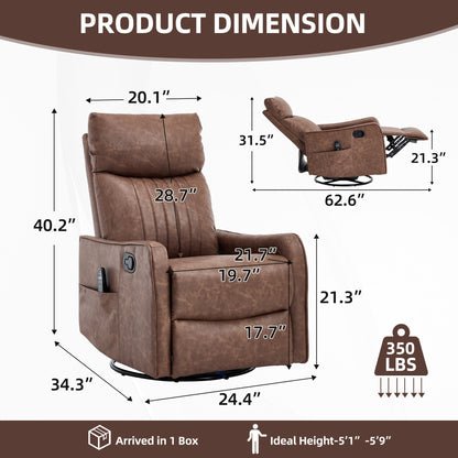 Brown heat massage manual recliner chair by HouseOfZazla with brown leather upholstery on Tampa Home & Garden Store
