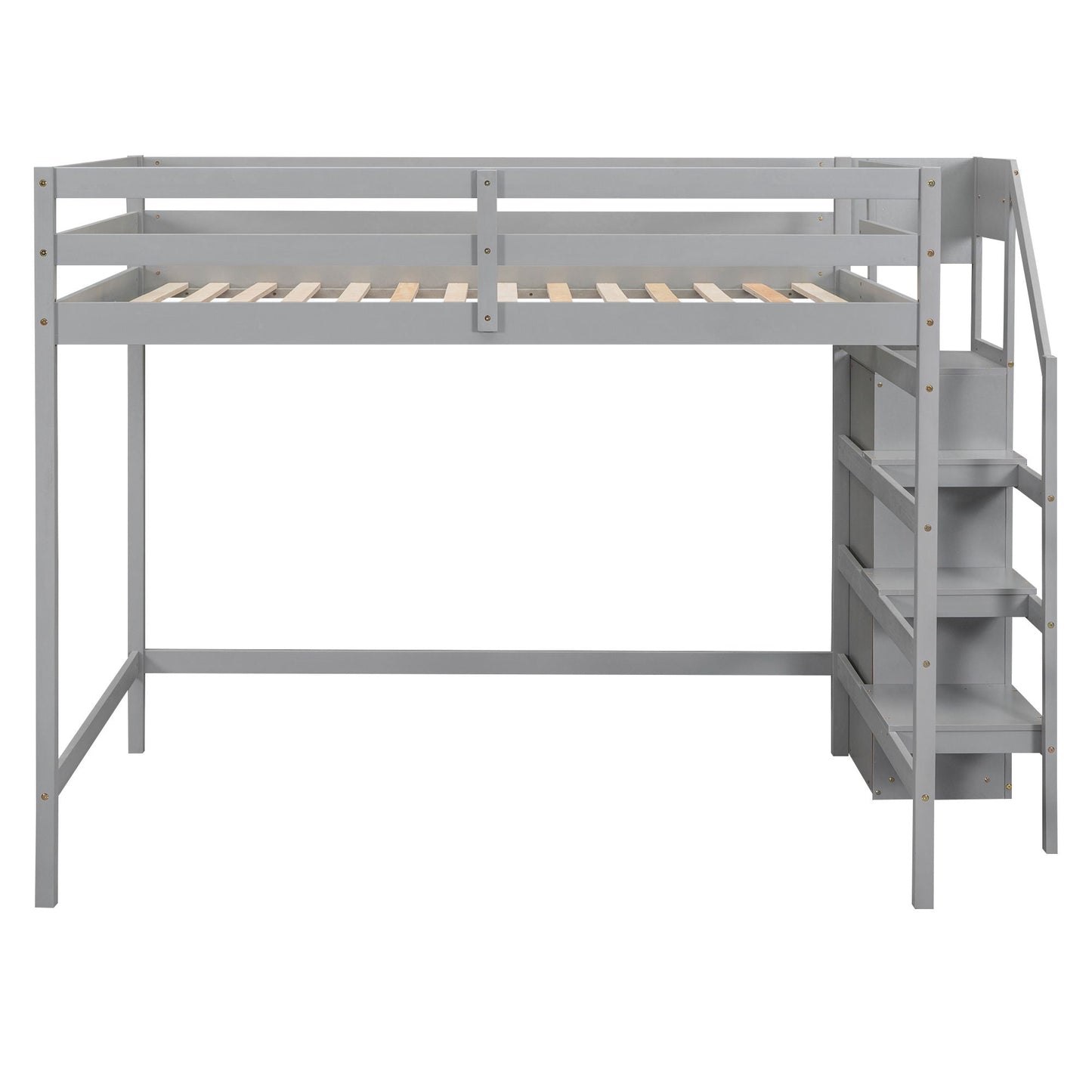 Loft Bed with built-in storage wardrobe and staircase in gray metal frame by HouseOfZazla on Tampa Home & Garden Store