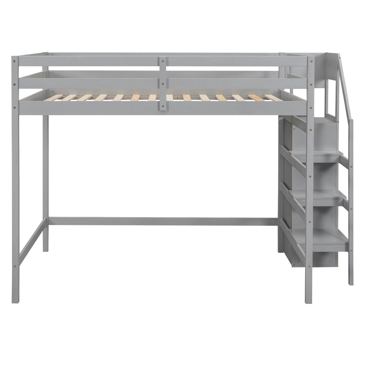 Loft Bed with built-in storage wardrobe and staircase in gray metal frame by HouseOfZazla on Tampa Home & Garden Store