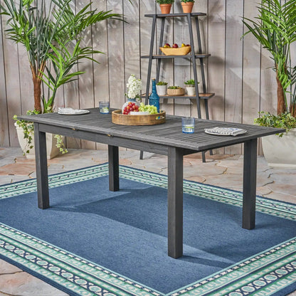 Outdoor Acacia Wood and Expandable Dining Table