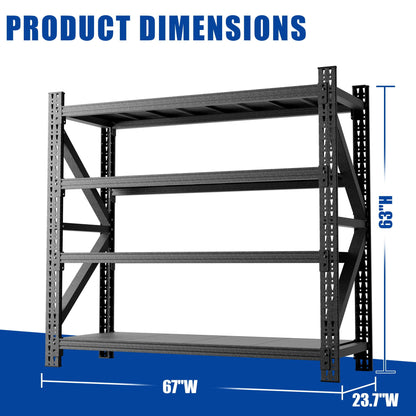 Heavy Duty 4-Shelf Garage Shelving Unit with Adjustable Steel Frame in Black on Tampa Home & Garden Store