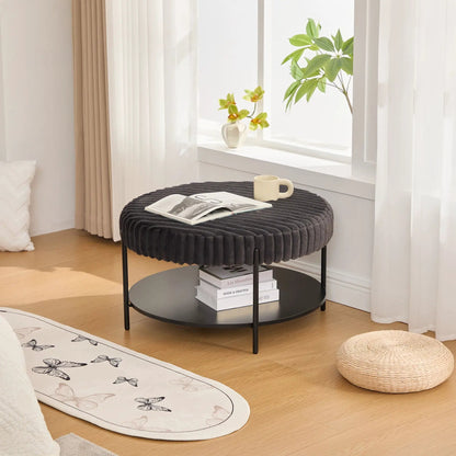Modern Upholstered Round Ottoman Coffee Table