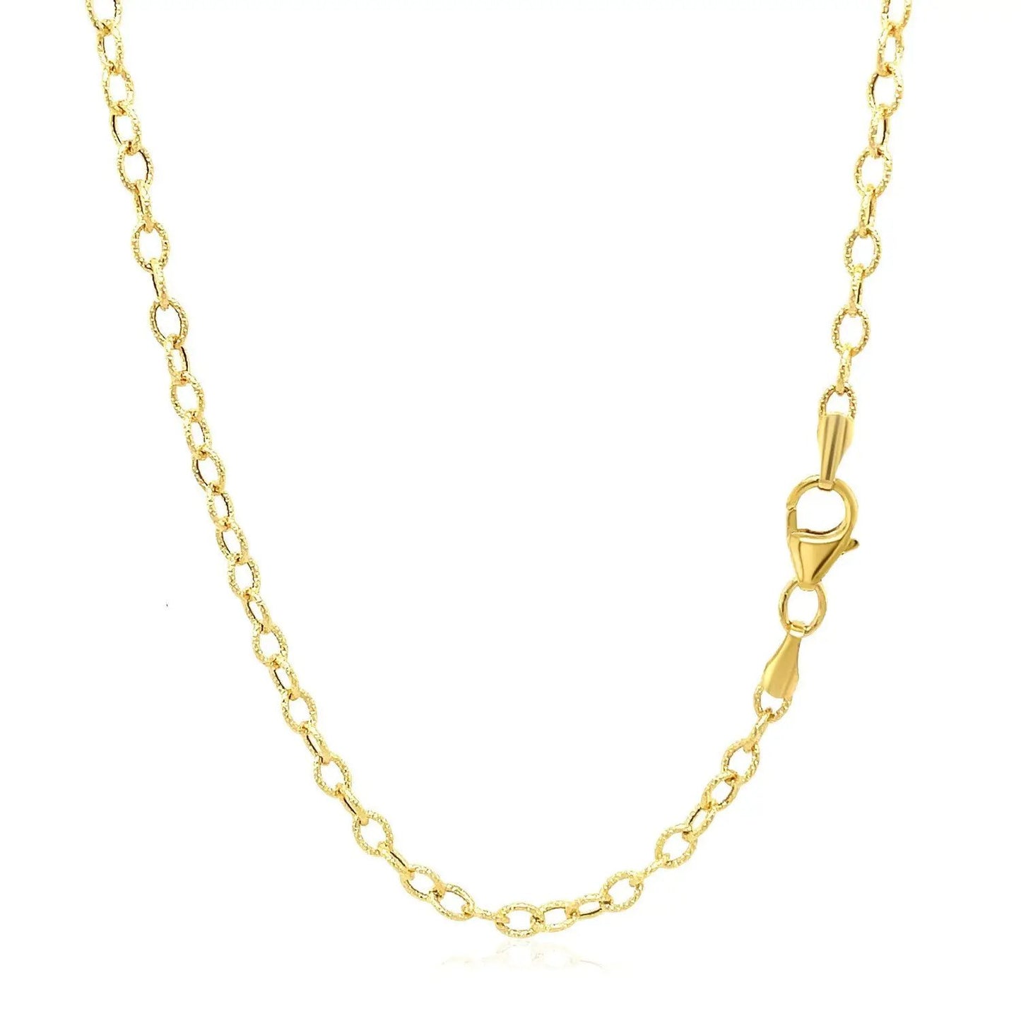 2.5mm 14k yellow gold pendant chain with textured links Necklace by Bids.com on Tampa Home & Garden Store