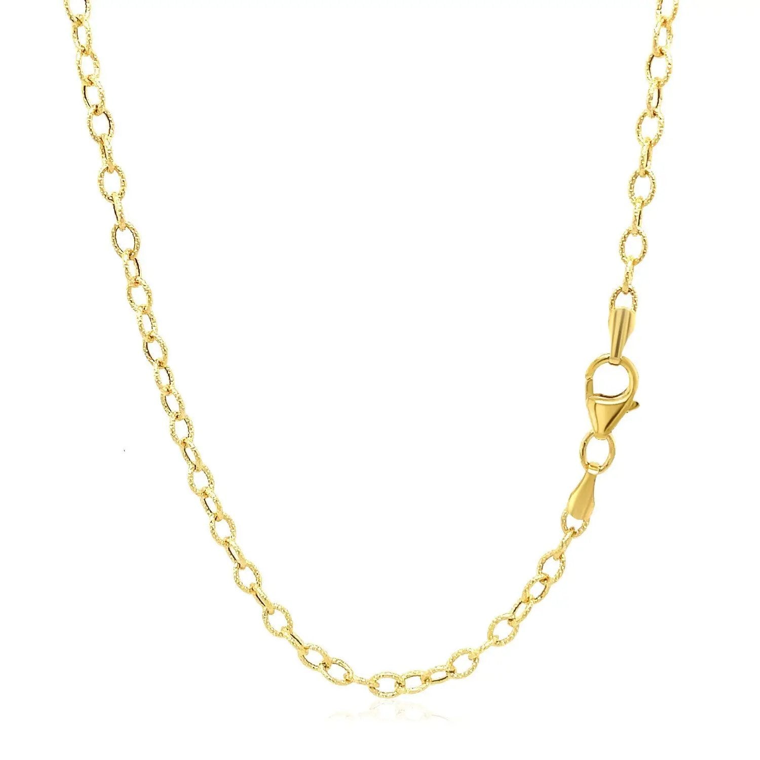 2.5mm 14k yellow gold pendant chain with textured links Necklace by Bids.com on Tampa Home & Garden Store