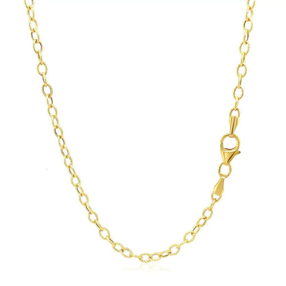 2.5mm 14k yellow gold pendant chain with textured links Necklace by Bids.com on Tampa Home & Garden Store