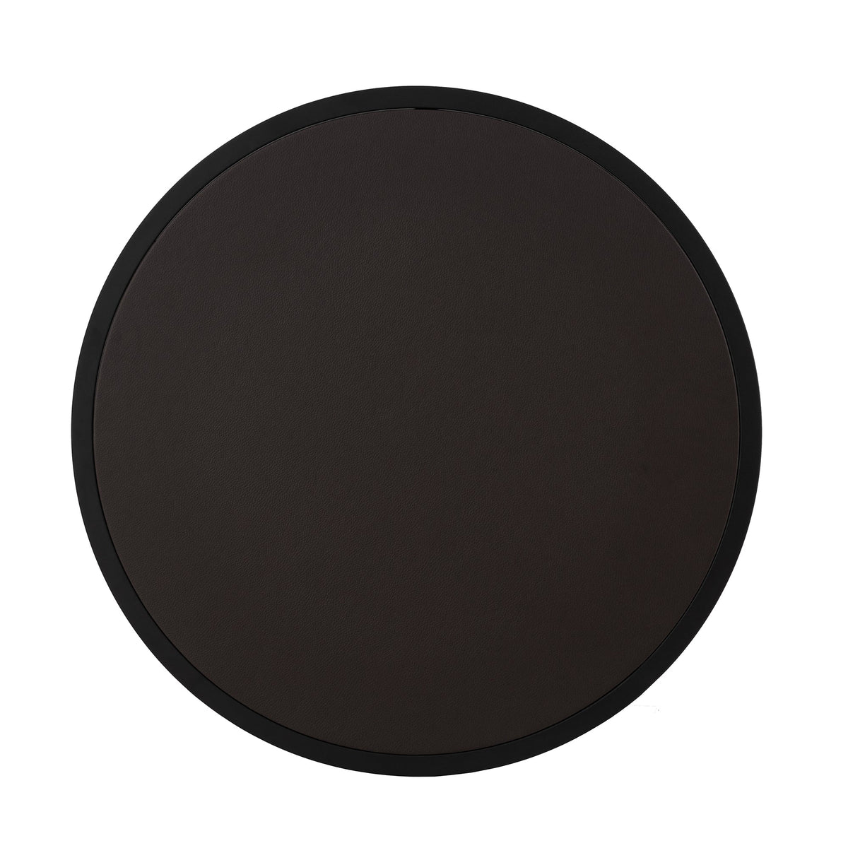 Modern faux leather nesting round coffee table top in dark brown with black edge on Tampa Home & Garden Store