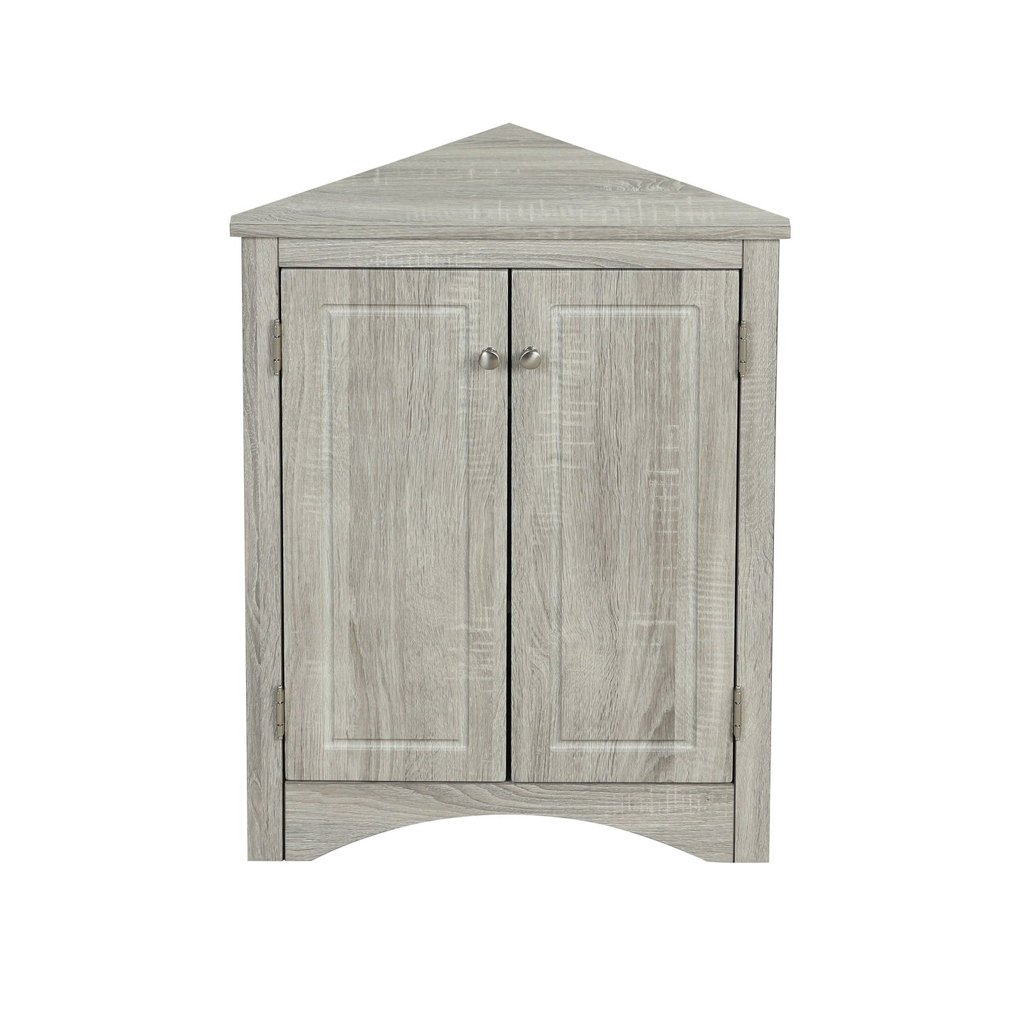 Triangle bathroom storage cabinet light gray wood finish with two doors, adjustable shelves on Tampa Home & Garden Store