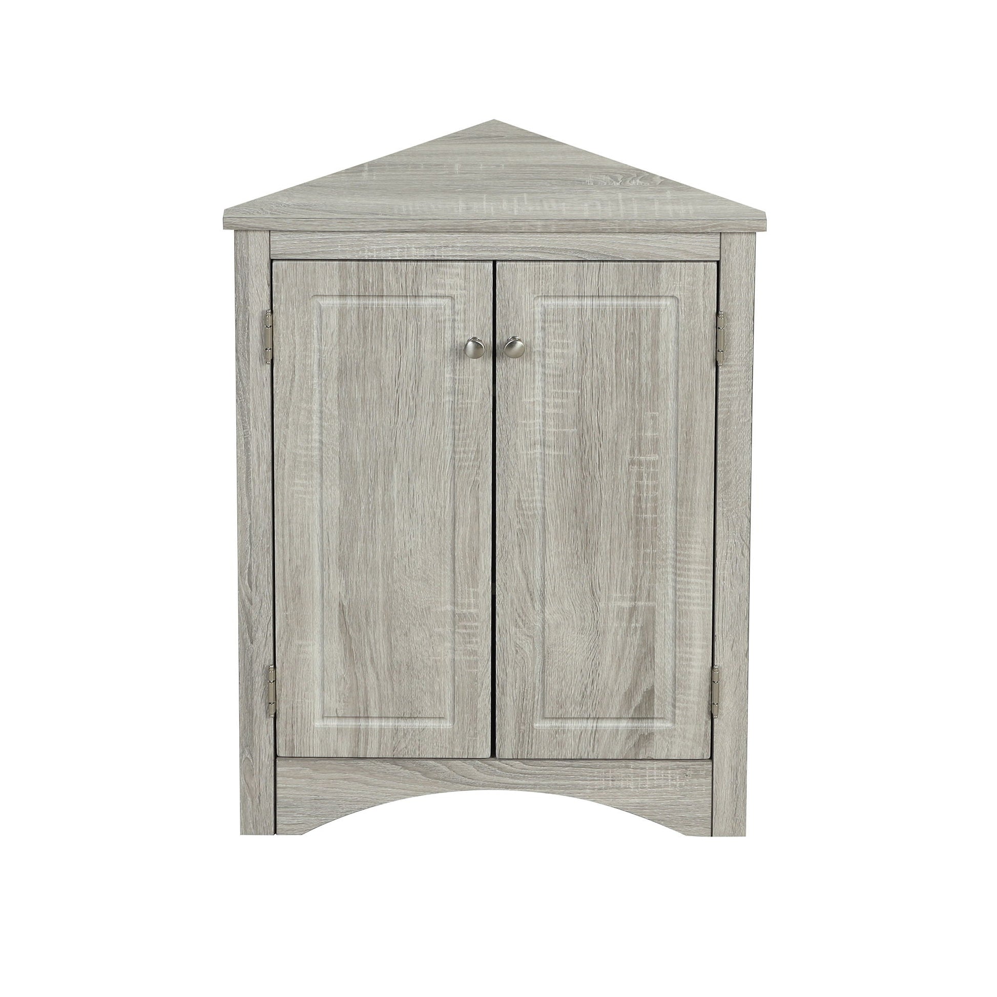 Triangle bathroom storage cabinet light gray wood finish with two doors, adjustable shelves on Tampa Home & Garden Store
