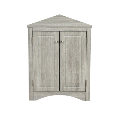 Triangle bathroom storage cabinet light gray wood finish with two doors, adjustable shelves on Tampa Home & Garden Store