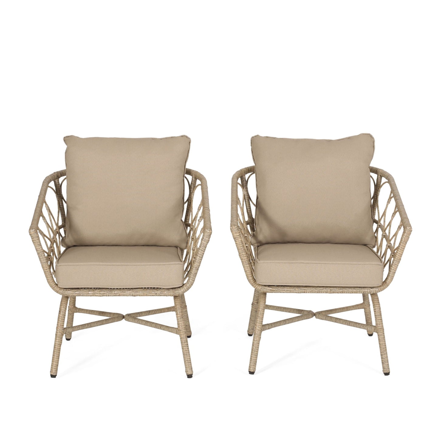 Bruce Outdoor Club Chair Set with Water Resistant Cushions, wicker chairs of 2 by HouseOfZazla on Tampa Home & Garden Store