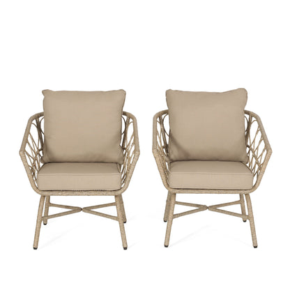 Bruce Outdoor Club Chair Set with Water Resistant Cushions, wicker chairs of 2 by HouseOfZazla on Tampa Home & Garden Store