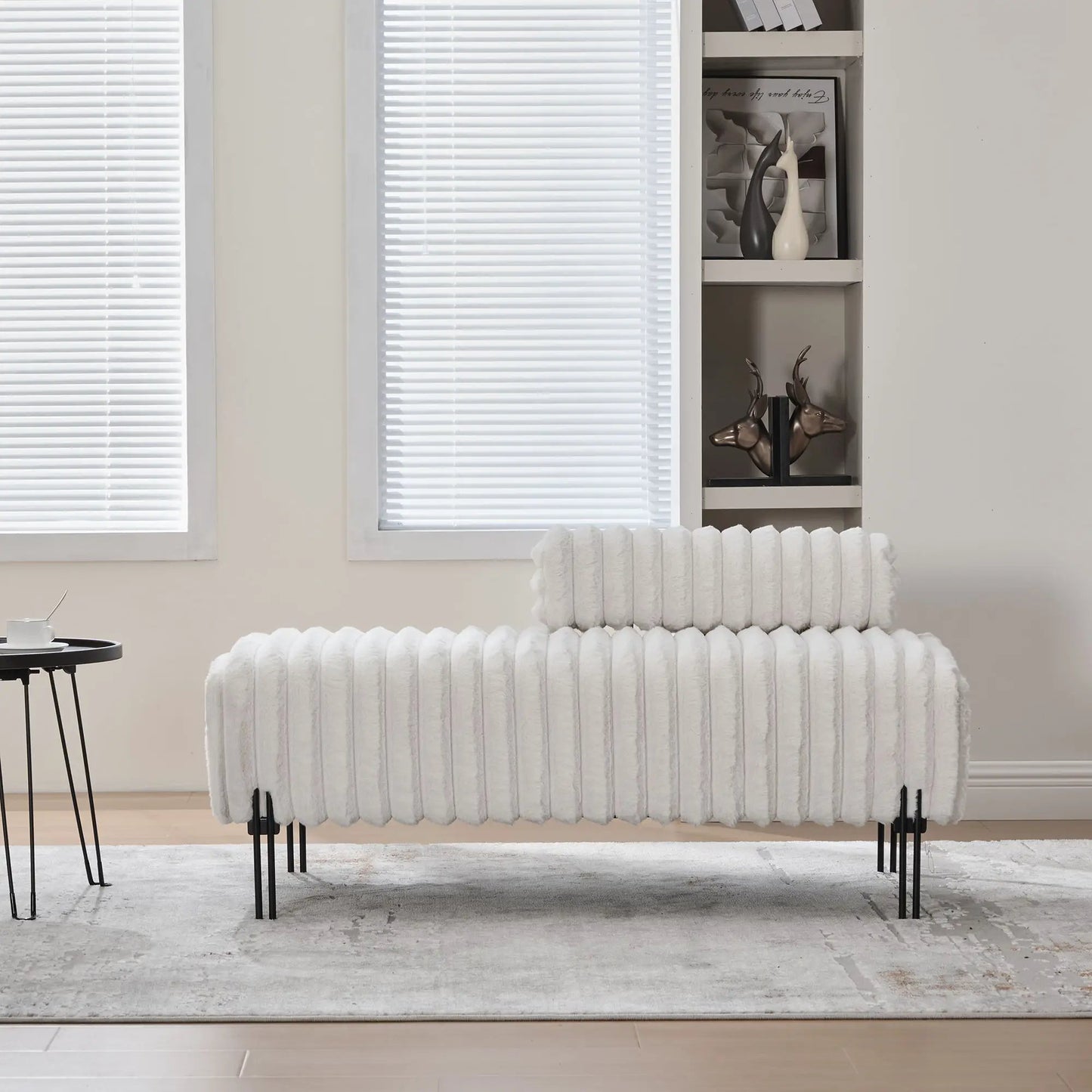 Mini Loveseat With Adjustable Backrest and Fur