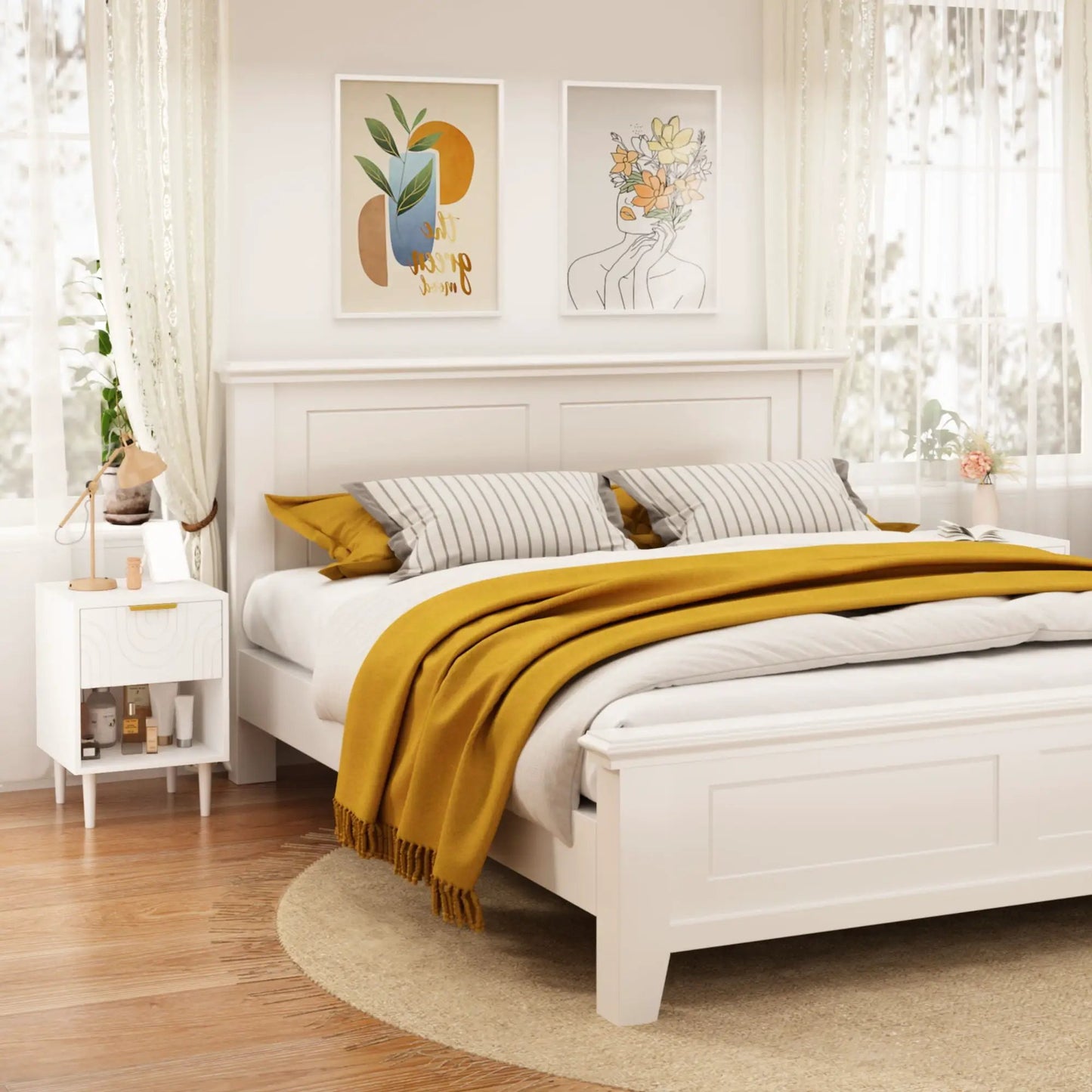 Nightstand With One Drawer and Open Shelf White