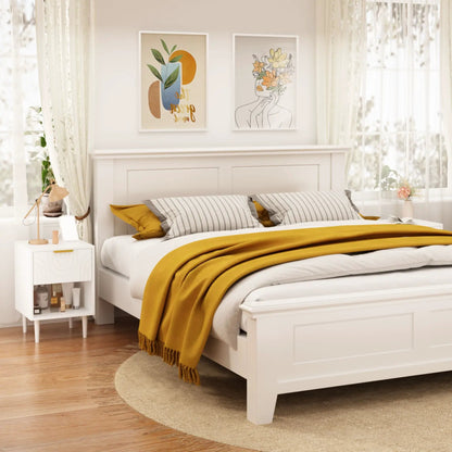 Nightstand With One Drawer and Open Shelf White