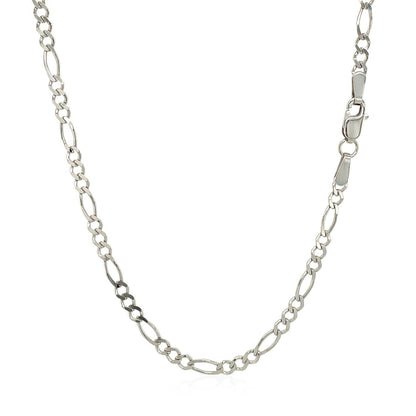 2.6mm 14k white gold solid Figaro chain necklace by Bids.com with alternating links on Tampa Home & Garden Store