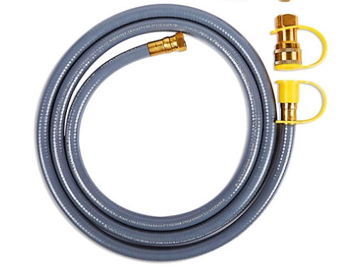 Medium gray gas conversion kit hose for fire pits with brass fittings and yellow quick-connects HouseOfZazla on Tampa Home & Garden Store
