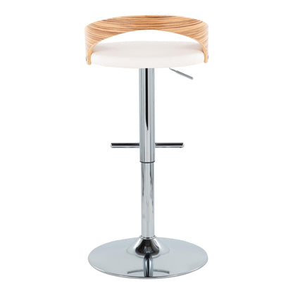 Adjustable-height swivel barstool by HouseOfZazla with brown wood-grain back and white seat on Tampa Home & Garden Store